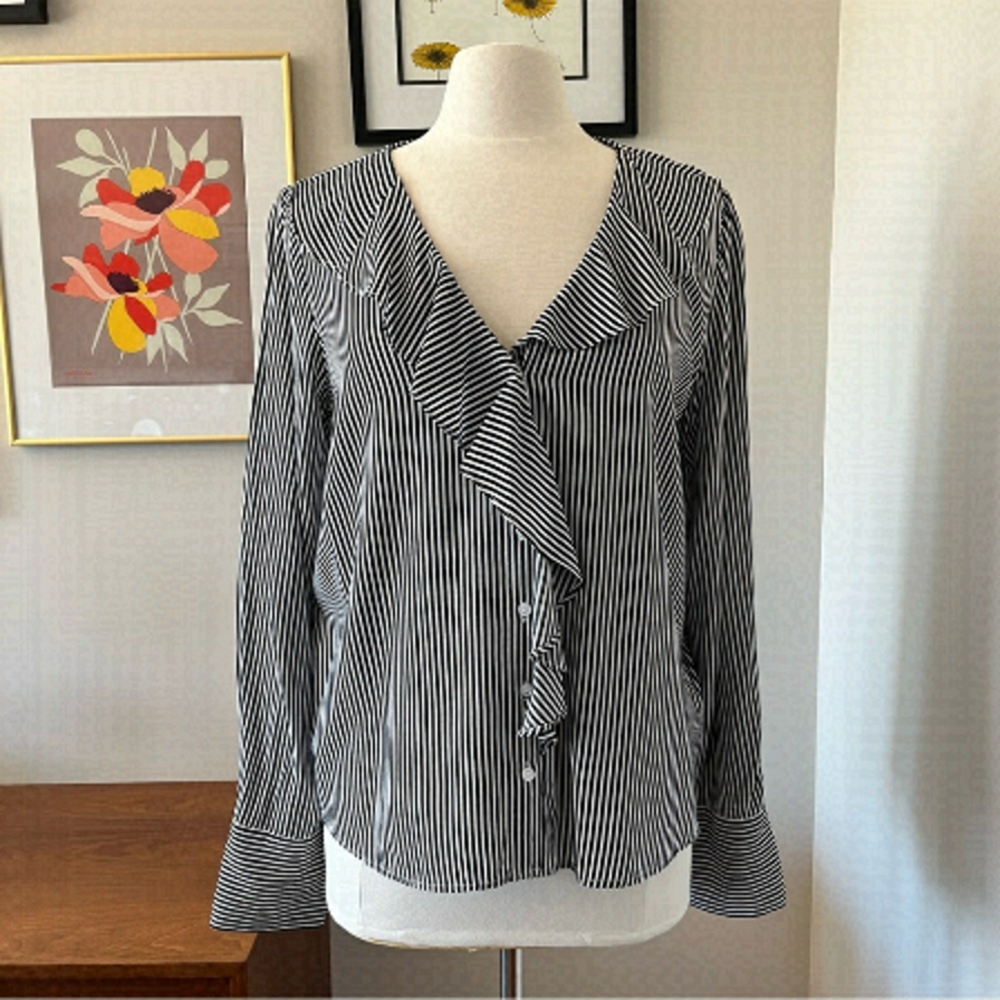 RENUAR Flowy Striped Button Down Top
